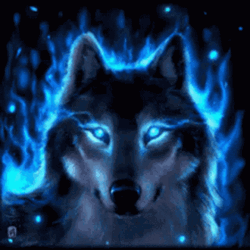 Blue Fire Neon Wolf GIF
