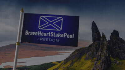 Blue Flag Braveheart Freeltakerpool Flying Near Mountain GIF