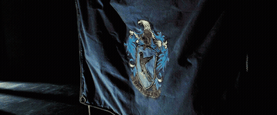 Blue Flag With Crest Saying Ravenclaw GIF