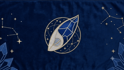 Blue Flag With Leaf In Circle And Stars GIF