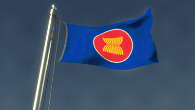 Blue Flag With Red Circle And Letter X GIF