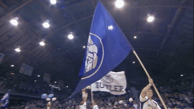 Blue Flag With White Circle And Letter B GIF