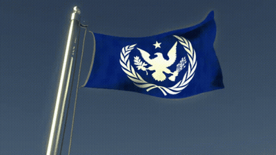 Blue Flag With White Eagle And Star GIF