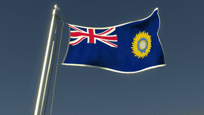 Blue Flag With Yellow Circle GIF