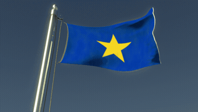 Blue Flag With Yellow Star Flying GIF