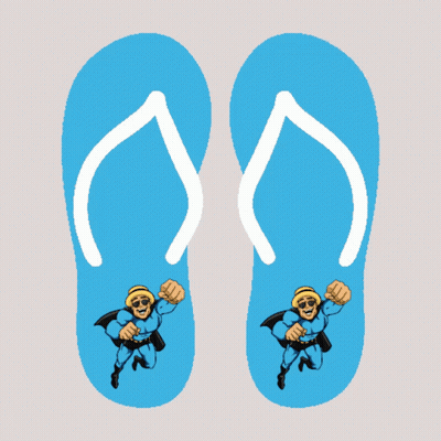 Blue Flip Flops With Superhero GIF
