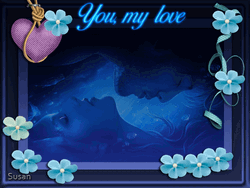 Blue Floral Frame My Love GIF