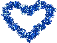 Blue Flower Glitter Heart Sticker
