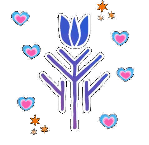 Blue Flower Surrounded By Pink And Blue Hearts Sticker