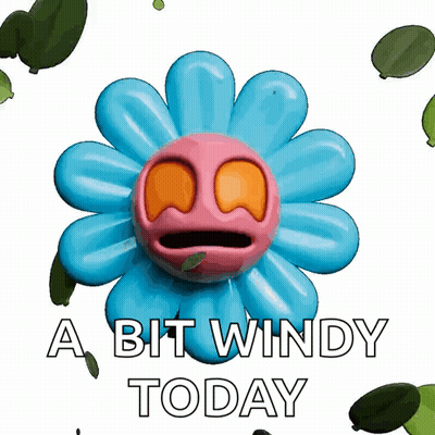 Blue Flower With Face And Windy Today GIF