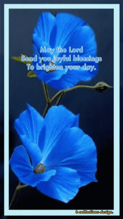 Blue Flower With Joyful Blessings GIF