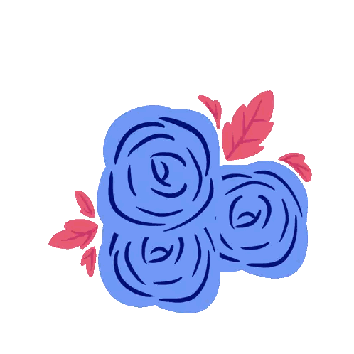 Blue Flower With Red Leaves Sticker