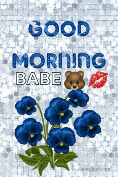 Blue Flowers Good Morning Babe GIF