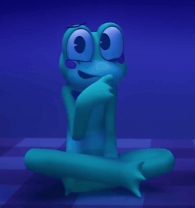 Blue Frog Sitting With Hand On Nose GIF
