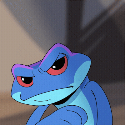 Blue Frog with Red Eyes and Black Nose