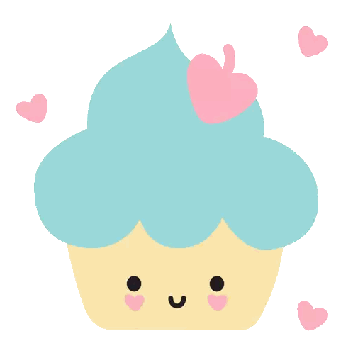 Blue Frosted Cupcake With Pink Heart Sticker