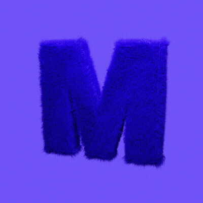 Blue Furry Letter M GIF