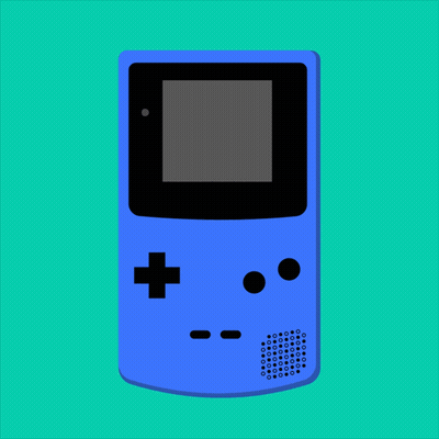 Blue Game Boy With A Rainbow On The Screen GIF