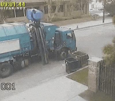 Blue Garbage Truck GIF