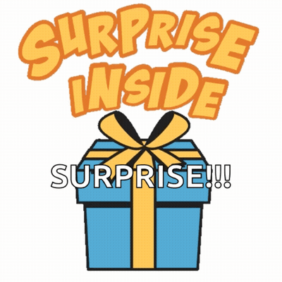 Blue Gift Box Yellow Bow Surprise Inside Surprise !!! GIF