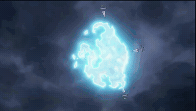 Blue Glowing Object Floating Against Cloudy Sky GIF