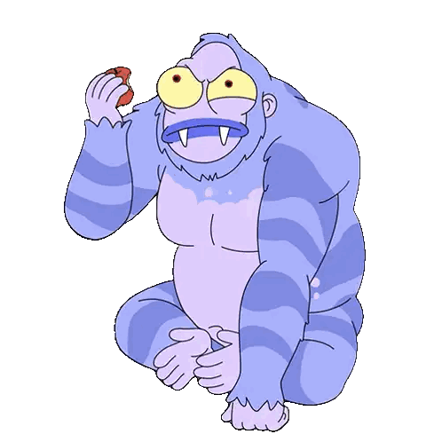 Blue Gorilla Eating Donut Sticker