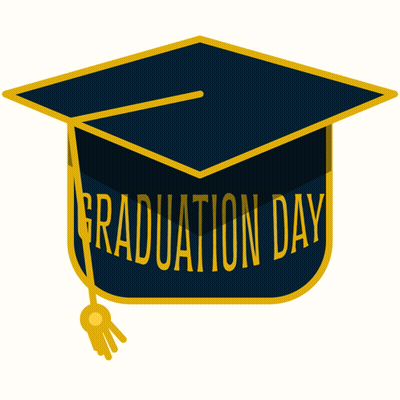 Blue Graduation Cap Saying Graduation Day GIF