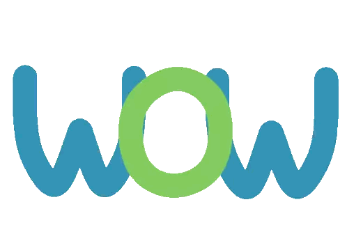 Blue Green Wow Text Sticker
