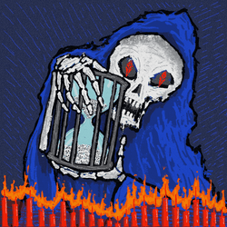 Blue Grim Reaper Holding Hourglass GIF