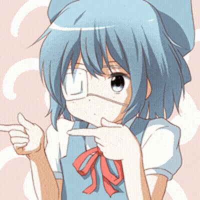 Blue Hair Anime Girl Bandage Pointing GIF