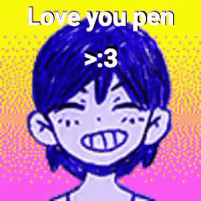 Blue Hair Boy Love You Pen > 3 GIF