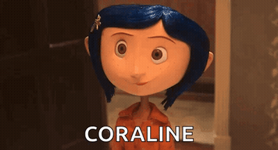 Blue Hair Cartoon Character Smiling Coraline GIF