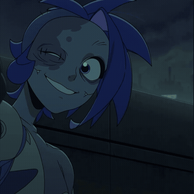 Blue Hair Cartoon Smiling Funny Face GIF