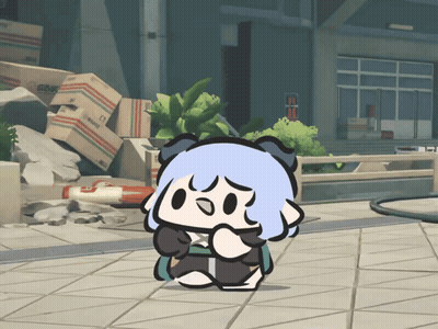 Blue Hair Cartoon Standing in Front of GMC Boxes