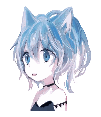 Blue Hair Cat Girl Tongue Out Sticker