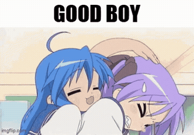 Blue Hair Girl And Purple Hair Girl Saying Good Boy GIF