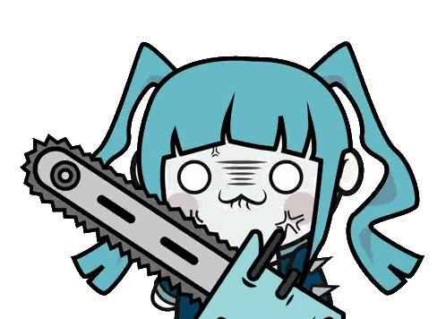 Blue Hair Girl Holding Chainsaw Sticker