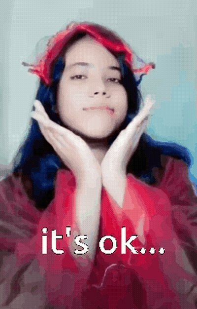Blue Hair Girl Making Face It's OK GIF