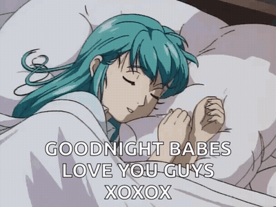 Blue Hair Girl Sleeping Goodnight Babes Love You Guys Xoxox GIF