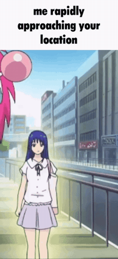 Blue Hair Girl With Bubble Gum GIF
