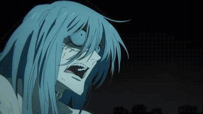 Blue Hair Person Making Face GIF