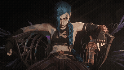 Blue Hair Woman Holding Gun With I Shirt GIF