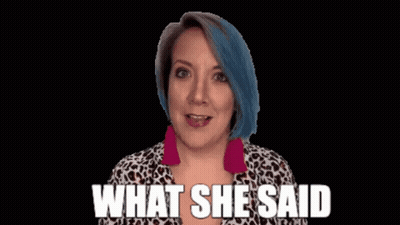 Blue Hair Woman Saying What She Said Pointing GIF