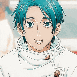Blue Hair Yuta Okkotsu Eating GIF