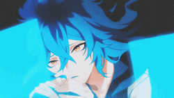 Blue Haired Anime Character Hojo Raika GIF
