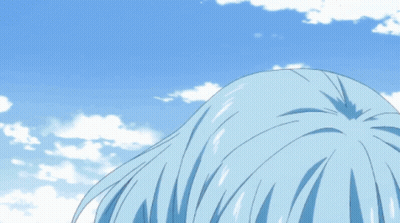 Blue Haired Anime Character Laughing GIF