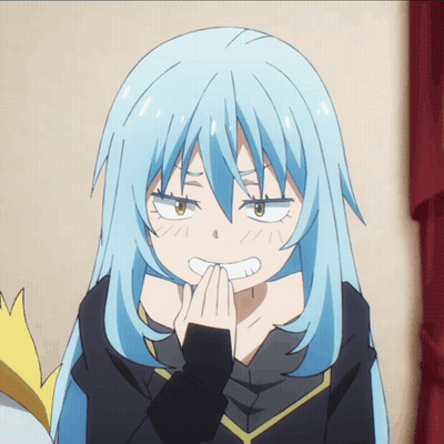 Blue Haired Anime Character Making Face GIF