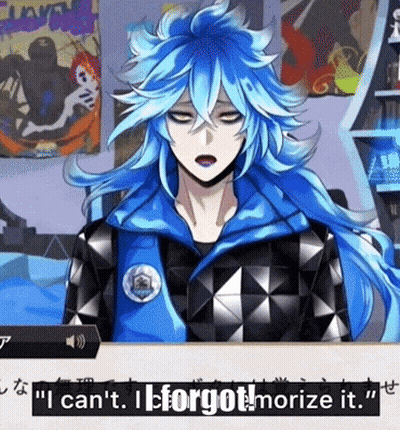 Blue Haired Anime Character Says I Can't I Forgot GIF