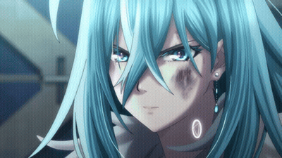 Blue Haired Anime Character With Circle On Ear GIF