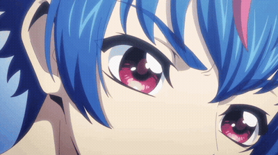 Blue Haired Anime Character With Red Eyes GIF